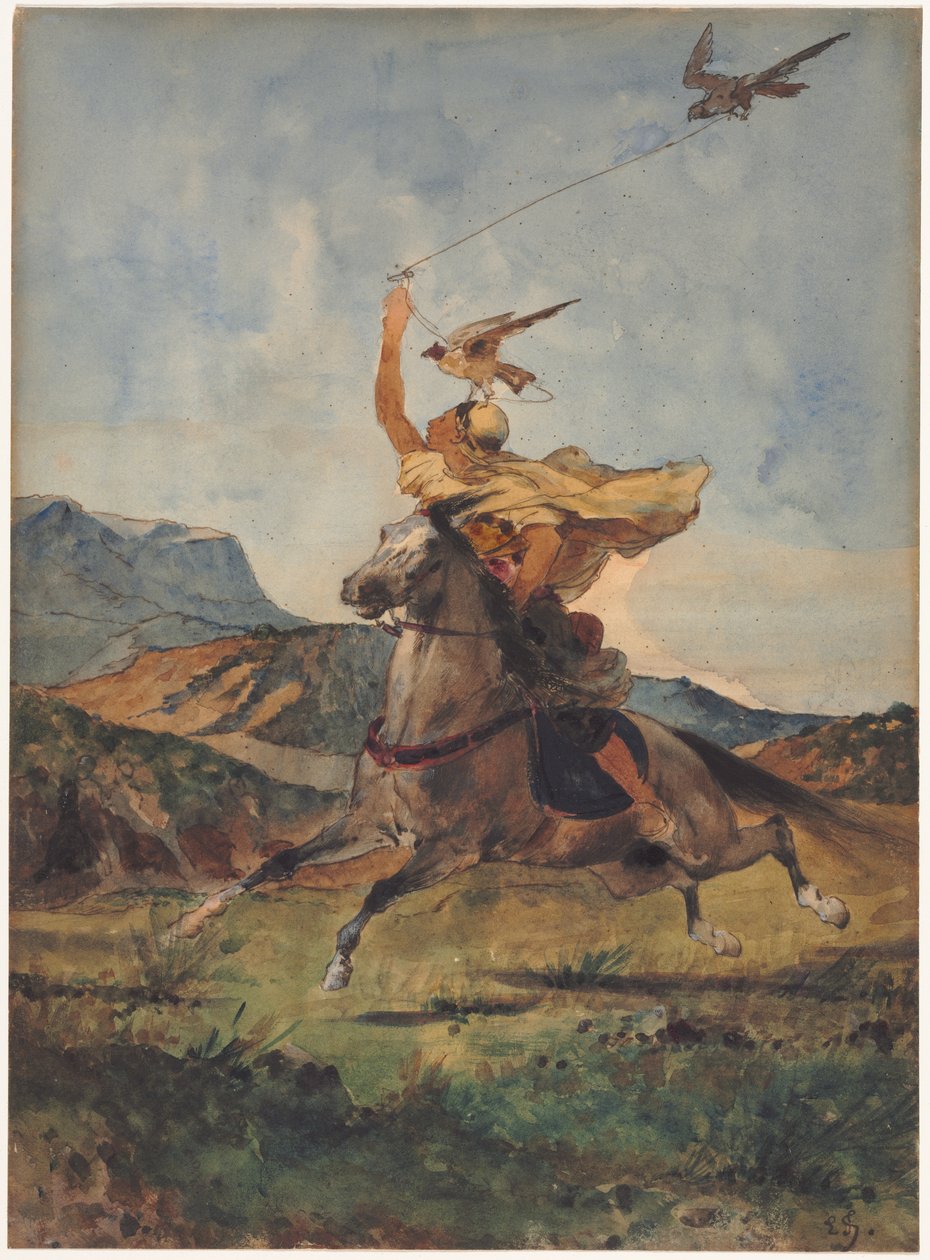 Falkoneren (akvarel) af Eugène Fromentin