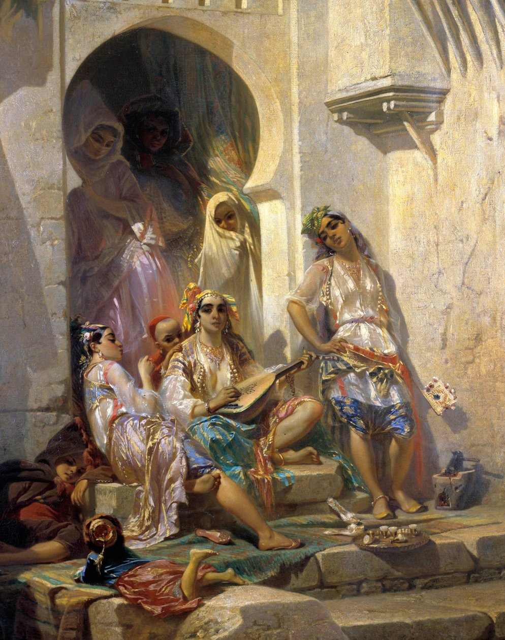 Orientalisme: "" Kvinder fra Algier"" Maleri af Eugene Giraud (1806-1881) 1800-tallet. Rundvisninger, Museum of Fine Arts af Eugene Giraud