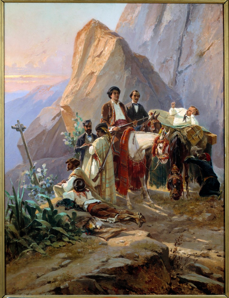 Souvenir af turen fra Paris til Cadiz lavet i 1846 af Alexandre Dumas og hans venner (olie på lærred) af Eugene Giraud