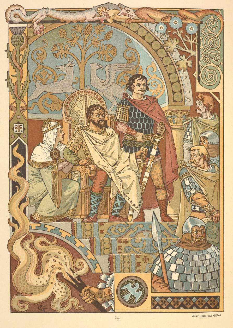En konge på tronen i retten. af Eugene Grasset