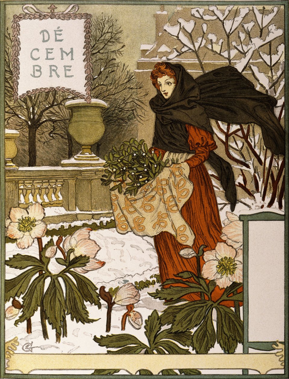 December, Illustration fra kunstporteføljen "Le Mois", 1896 af Eugene Grasset