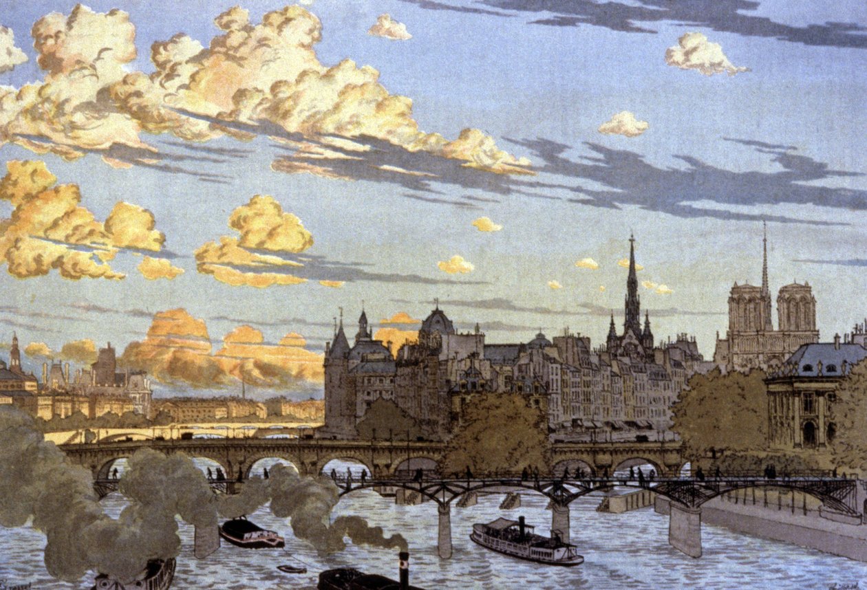 Ile de la Cite set fra Louvre-broen af Eugene Grasset