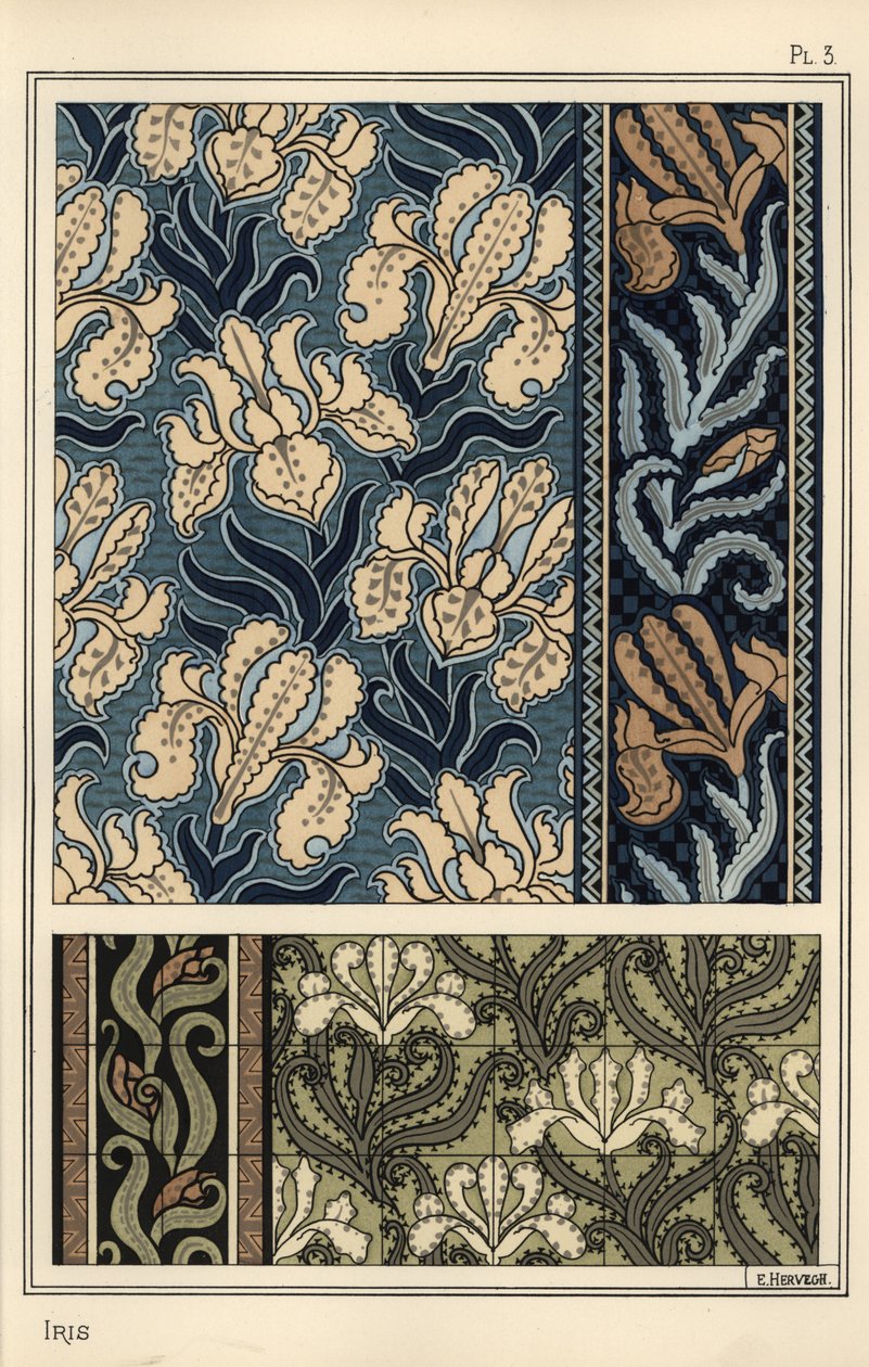 Iris i mønstre til stoffer og fliser af Eugene Grasset