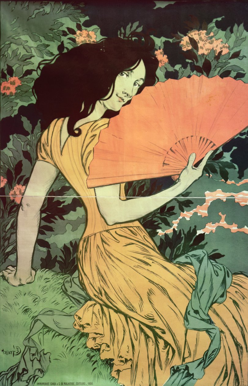 Kvinde med fan, 1900 af Eugene Grasset