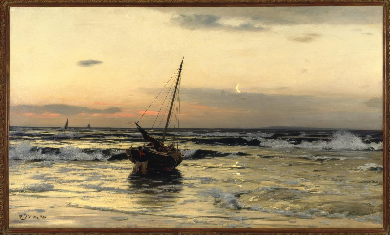 E. Dücker, solnedgang ved havet af Eugene Gustav Dücker