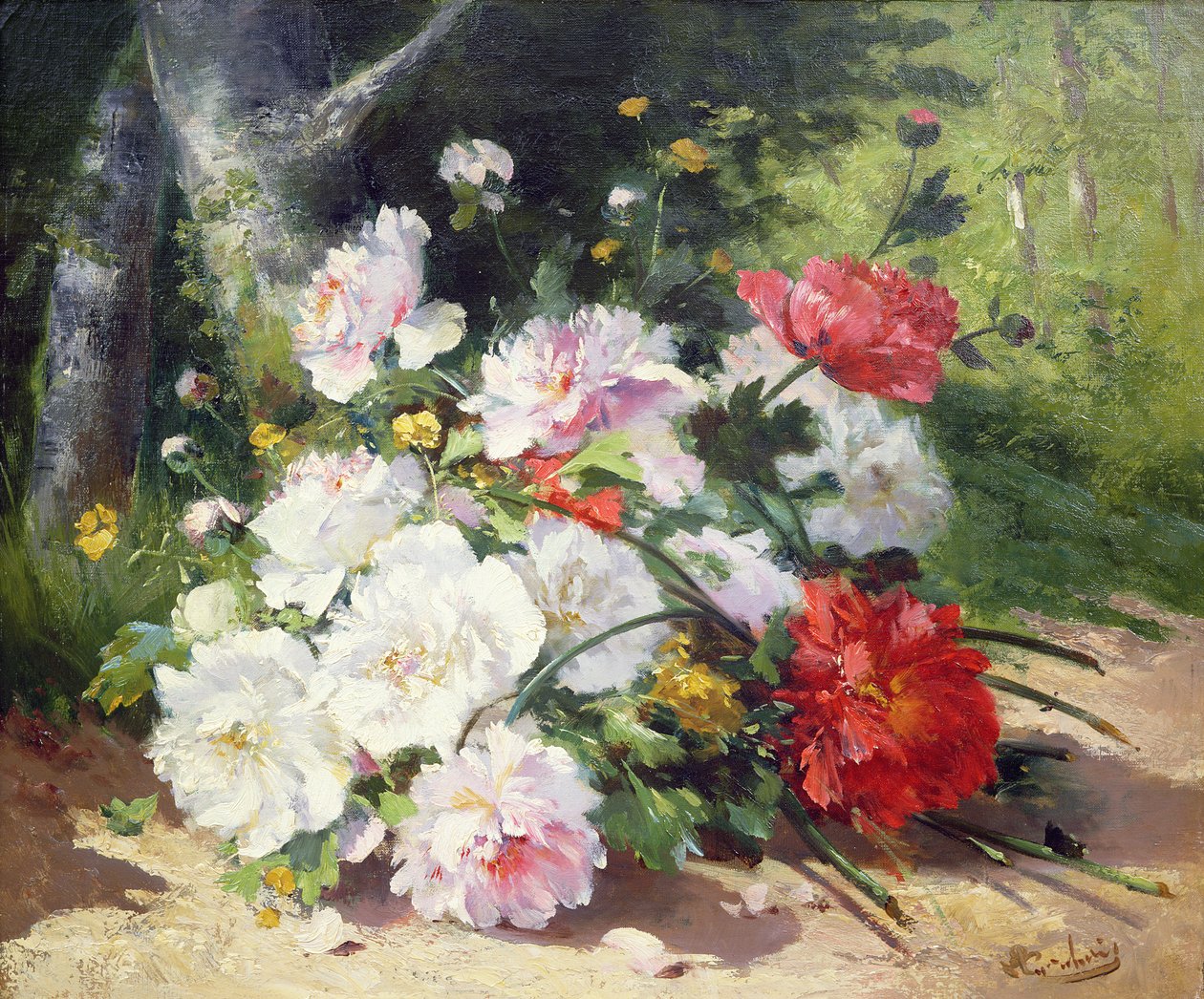 Stilleben af blomster af Eugene Henri Cauchois