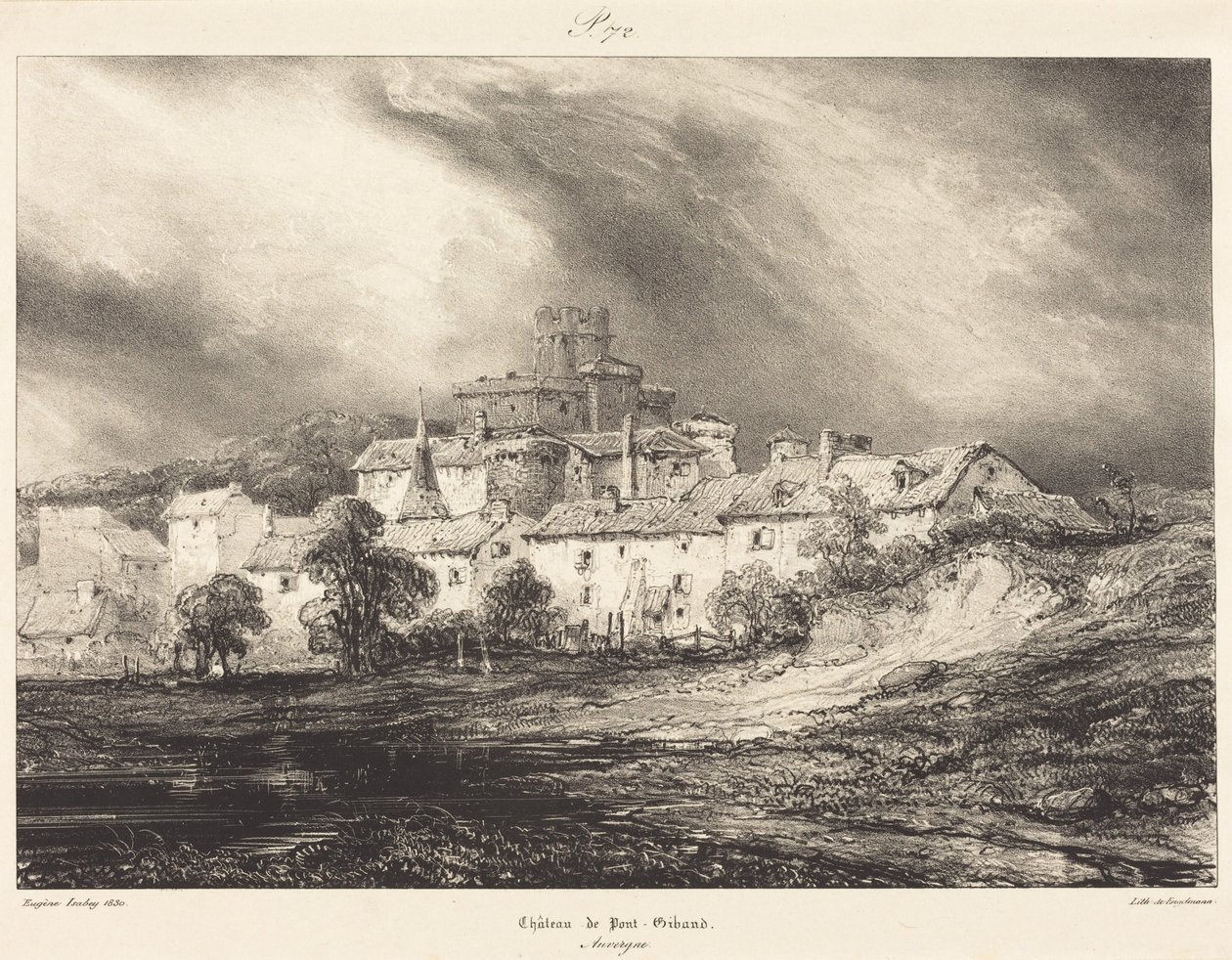 Pont-Gibaud-slottet af Eugene Isabey