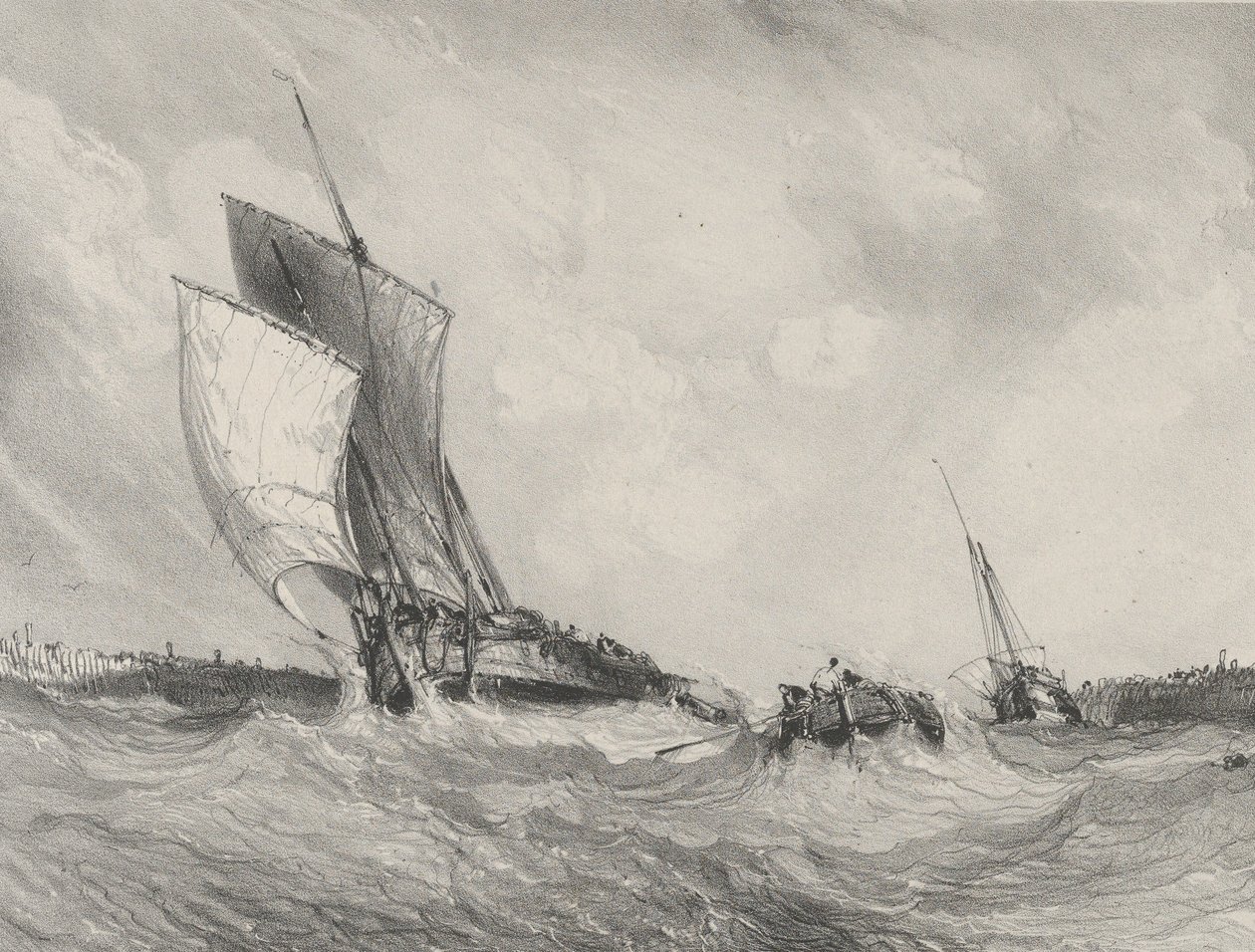 Vender tilbage til havnen, 1833. af Eugene Isabey