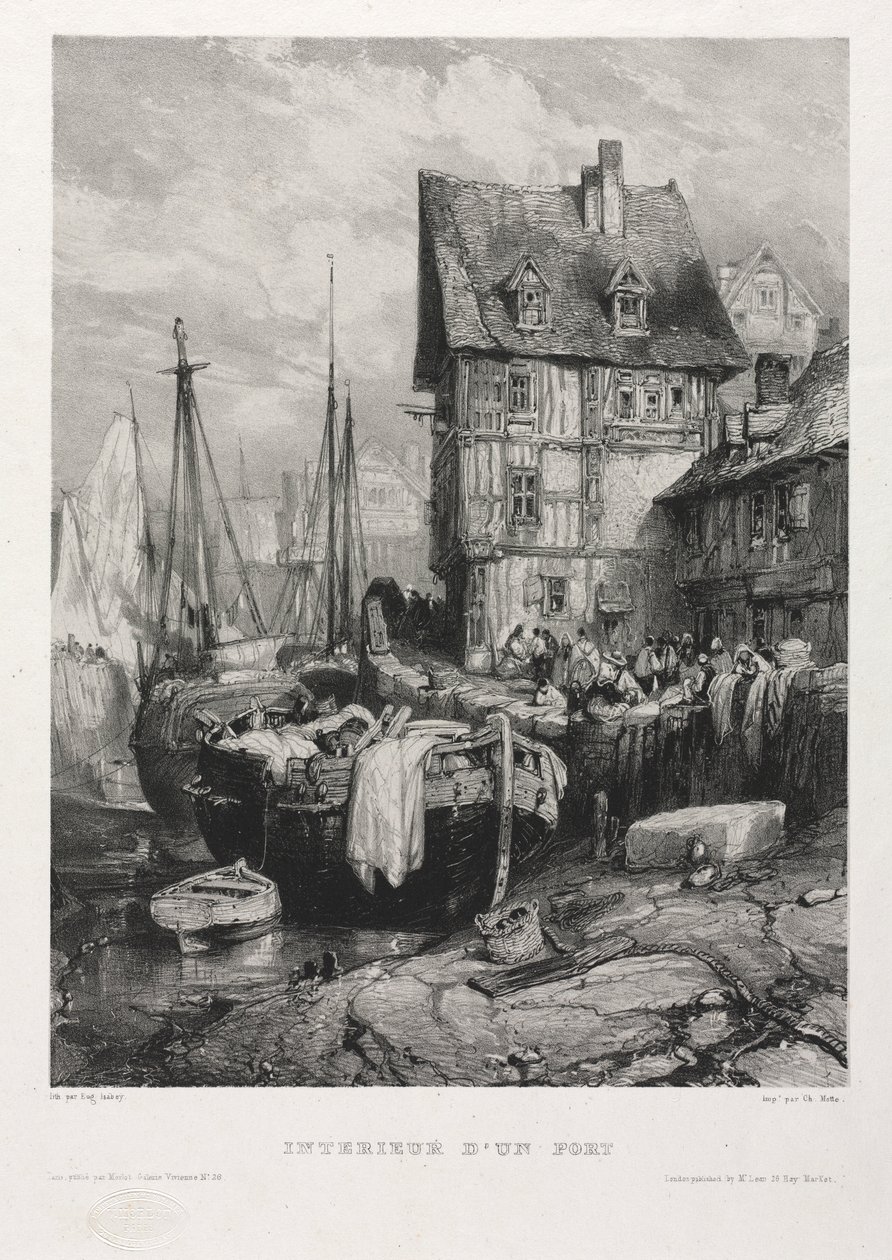Six Marines: Interior of a Port, 1833. af Eugene Isabey