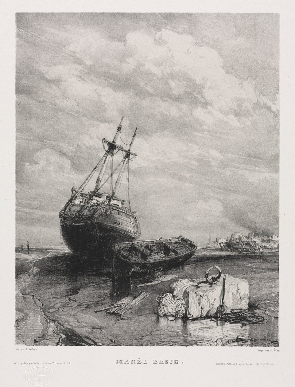 Six Marines: Low Tide, 1833. af Eugene Isabey