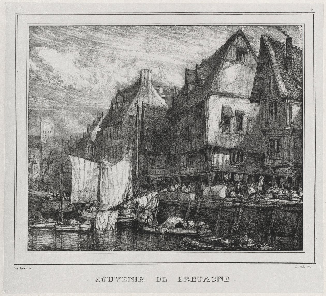 Souvenirs: Souvenir fra Bretagne, tavle 5, 1832. af Eugene Isabey