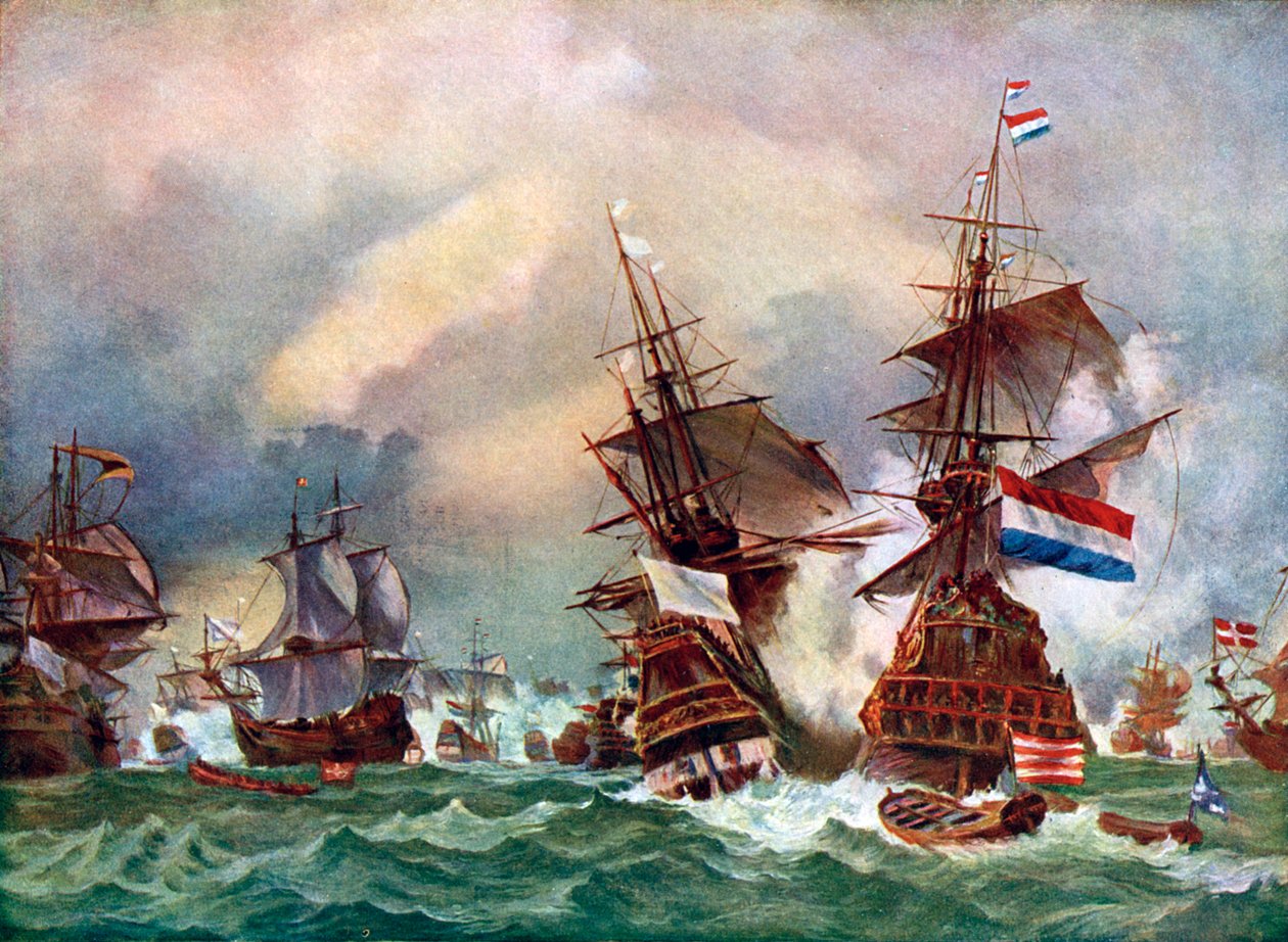Slaget ved Texel, 1673 c1920. af Eugene Isabey