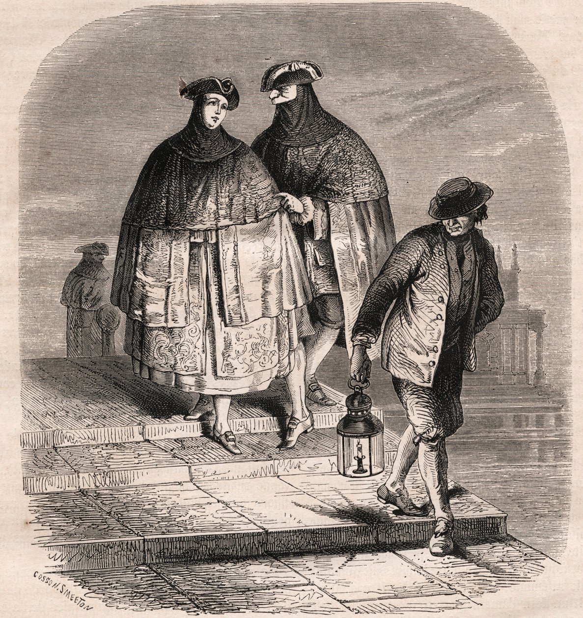 Lanternedøren i Venedig i det 18. århundrede - Tegning af Viollat af Gaetano Zompini (1700-1778) - The Metiers of Venice af Eugene Joseph (after) Viollat