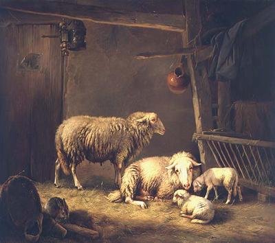 Får i en lade af Eugene Joseph Verboeckhoven