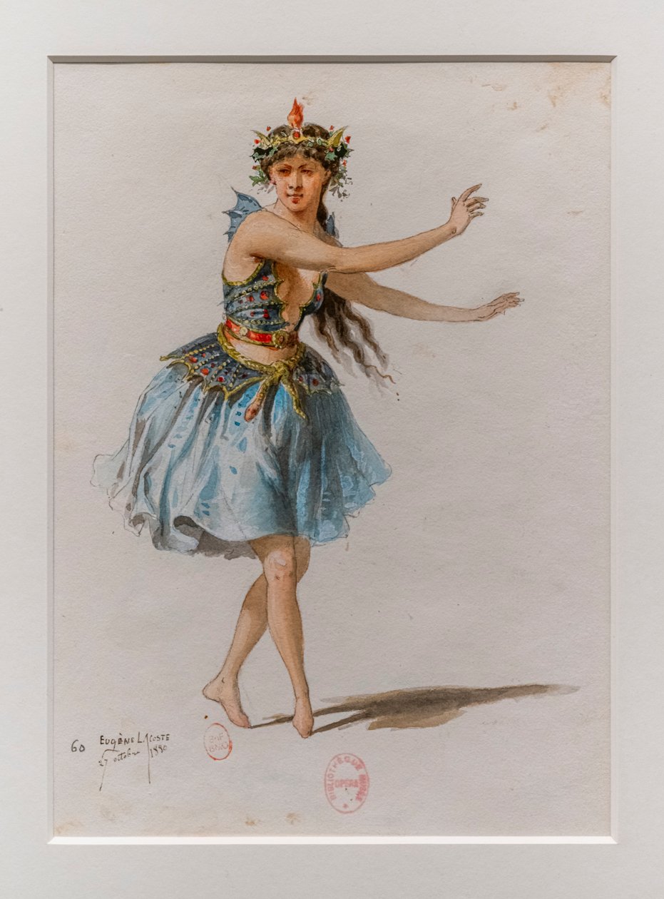 Korrigane. Ballet af Charles-Marie Widor, kostumemodel. 1880, pen, akvarel og gouache på papir. af Eugene Lacoste