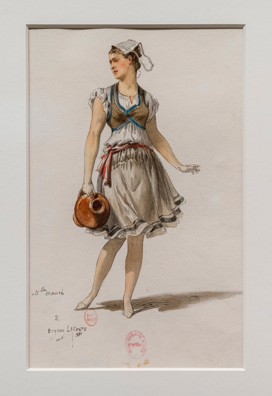 Korrigane. Ballet af Charles-Marie Widor, kostumemodel. 1880, pen, akvarel og gouache på papir. af Eugene Lacoste