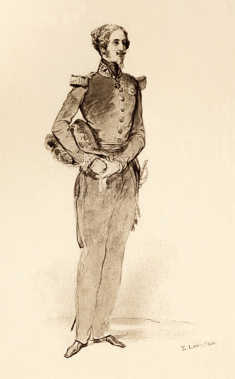 Prins Louis af Orleans, hertug af Nemours i 1840, fra bogen "The Girlhood of Queen Victoria", udgivet i London 1912 (tryk) af Eugene Louis (after) Lami