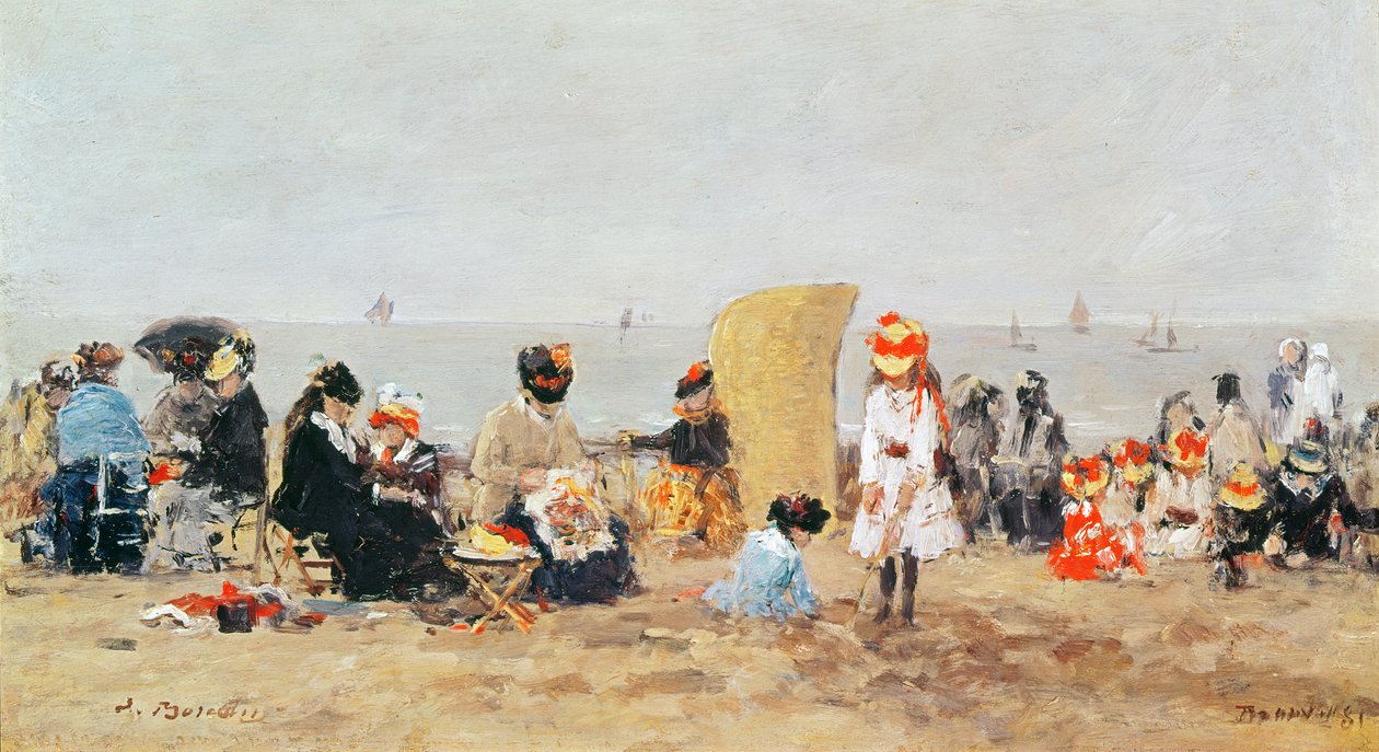 Strandscene, Trouville, 1881 af Eugene Louis Boudin