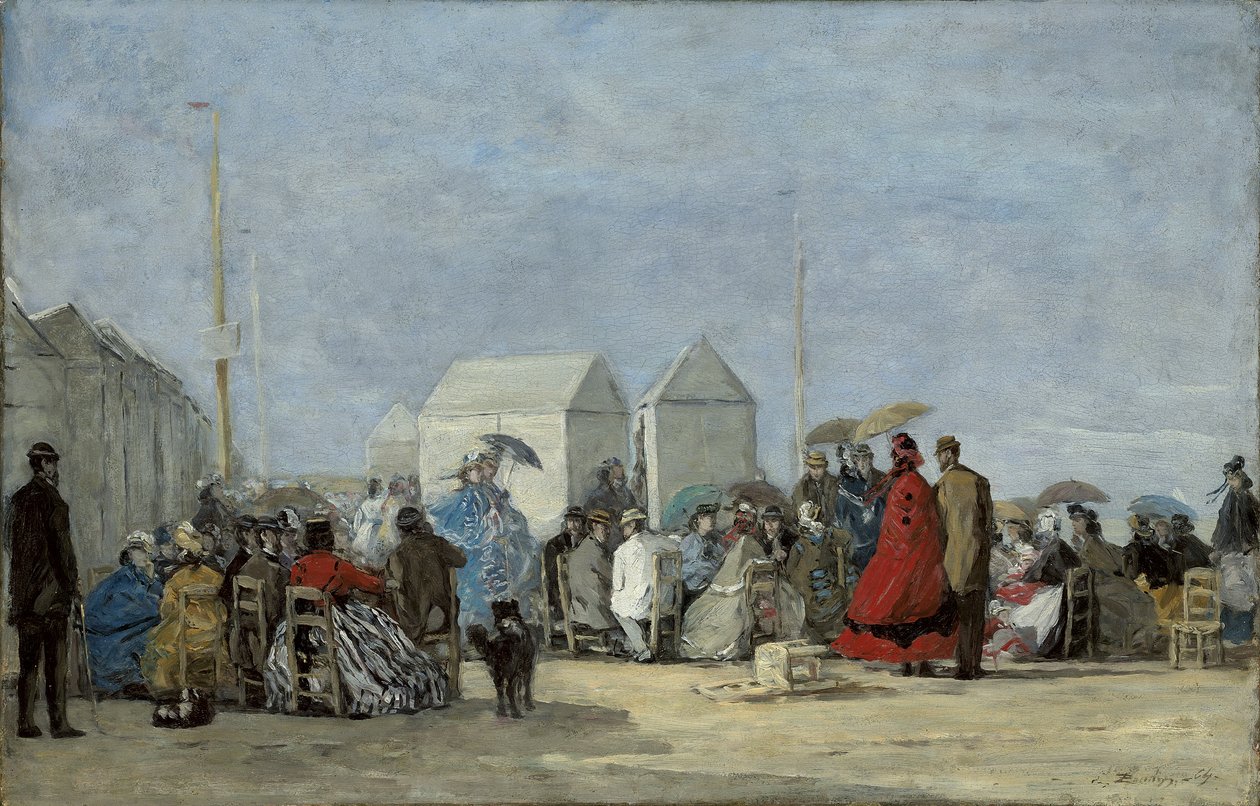Strandscene ved Trouville; Strandscene ved Trouville, 1864 af Eugene Louis Boudin