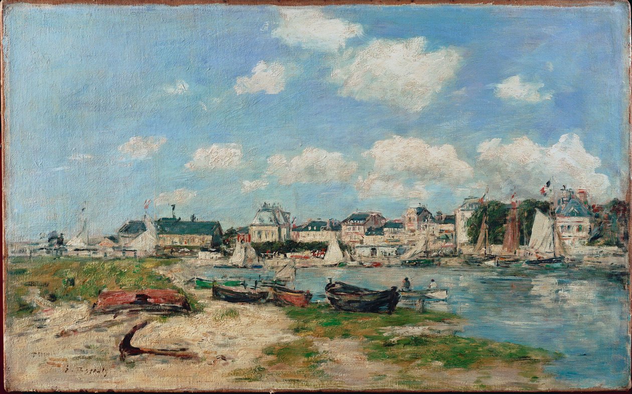Strand ved Trouville, Frankrig (olie på lærred) af Eugene Louis Boudin