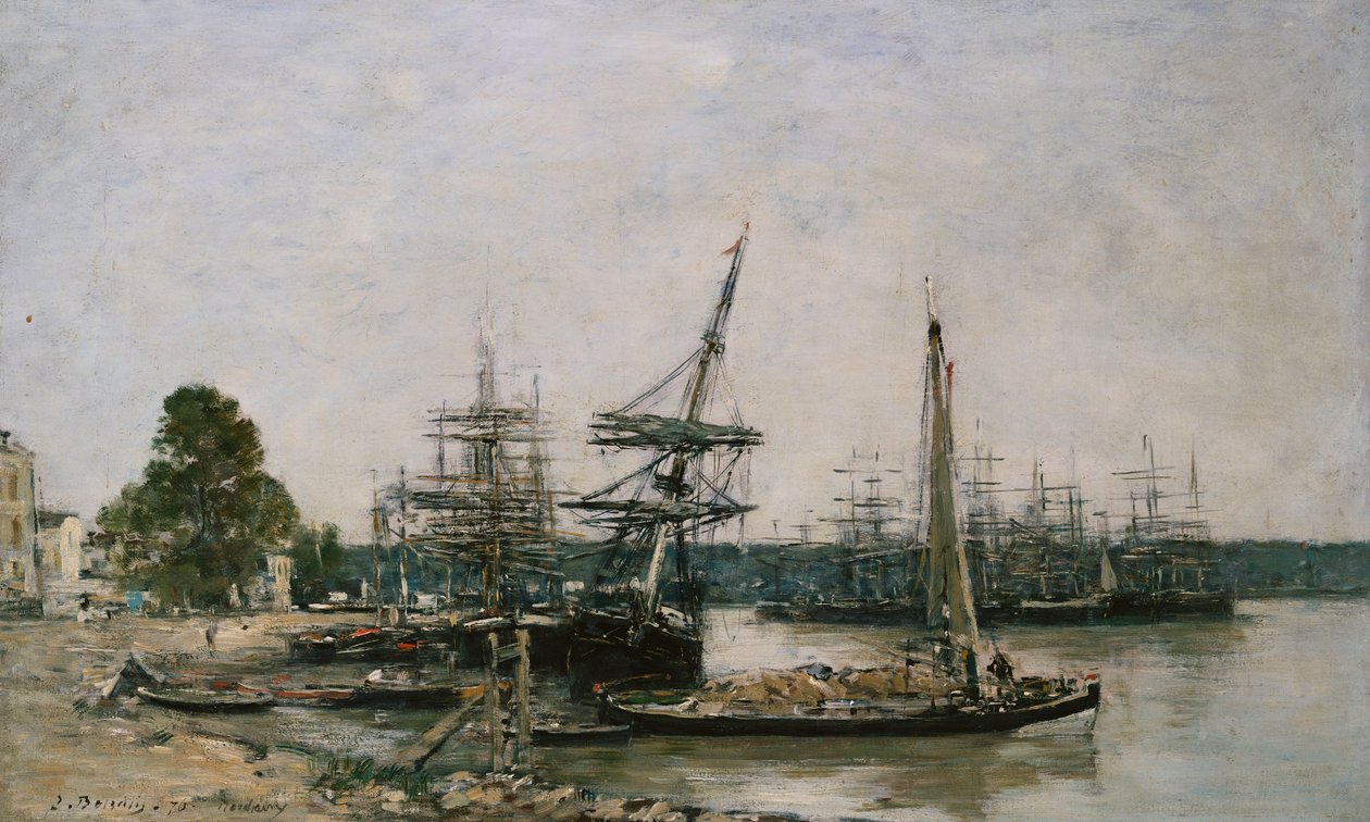 Bådfortøjninger på Garonne, Bordeaux, 1876 af Eugene Louis Boudin