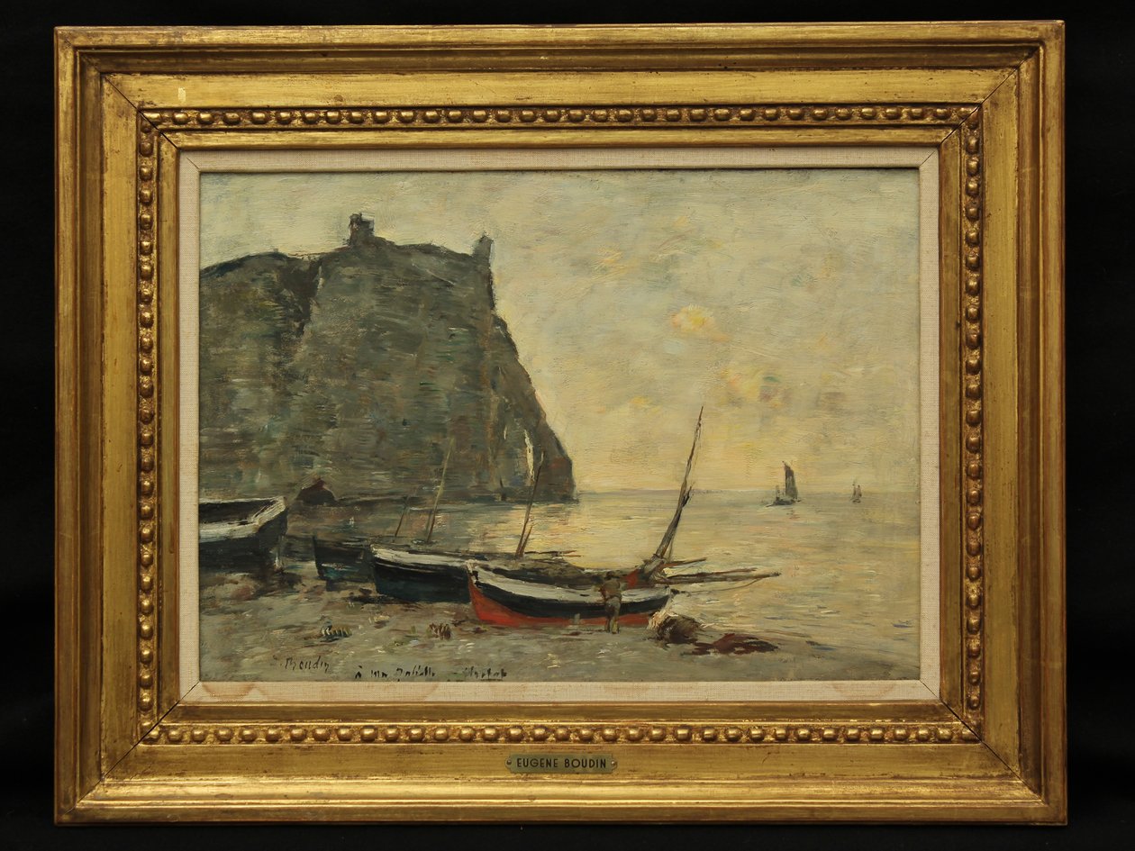 Både ved Etretat, ca. 1860 af Eugene Louis Boudin