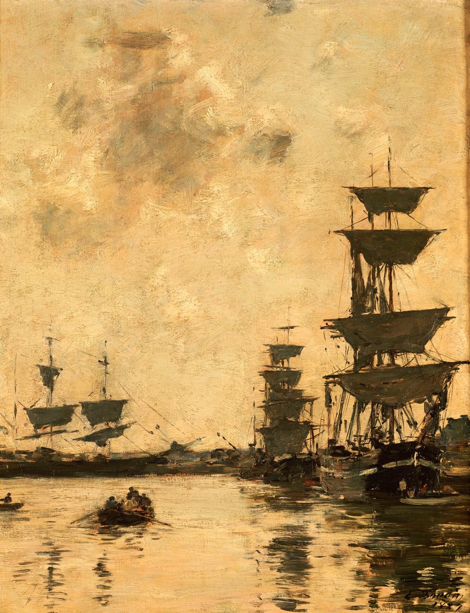 Deauville: Skonnerte ved anker, 1887 af Eugene Louis Boudin