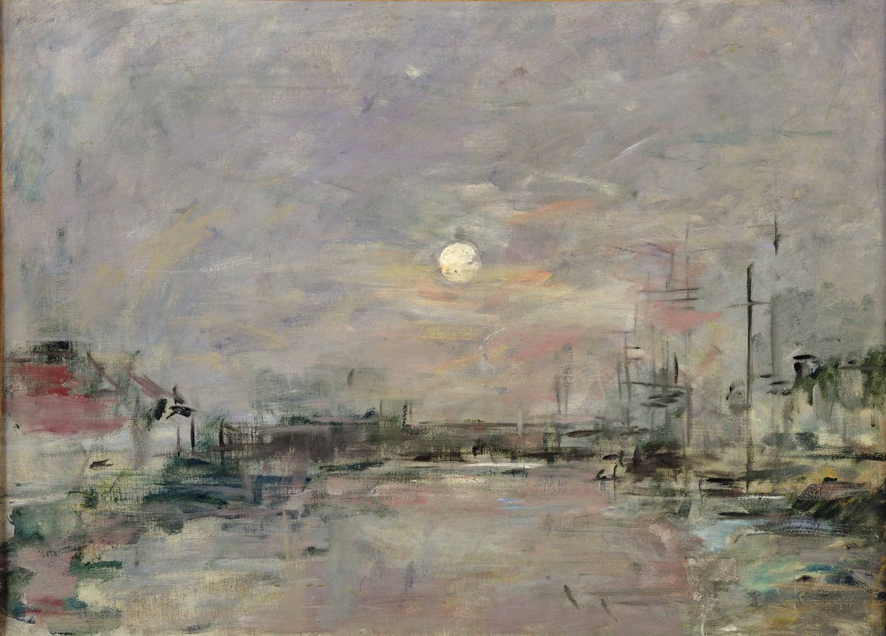 Skumring på handelshavnen i Le Havre, ca. 1892-94 af Eugene Louis Boudin