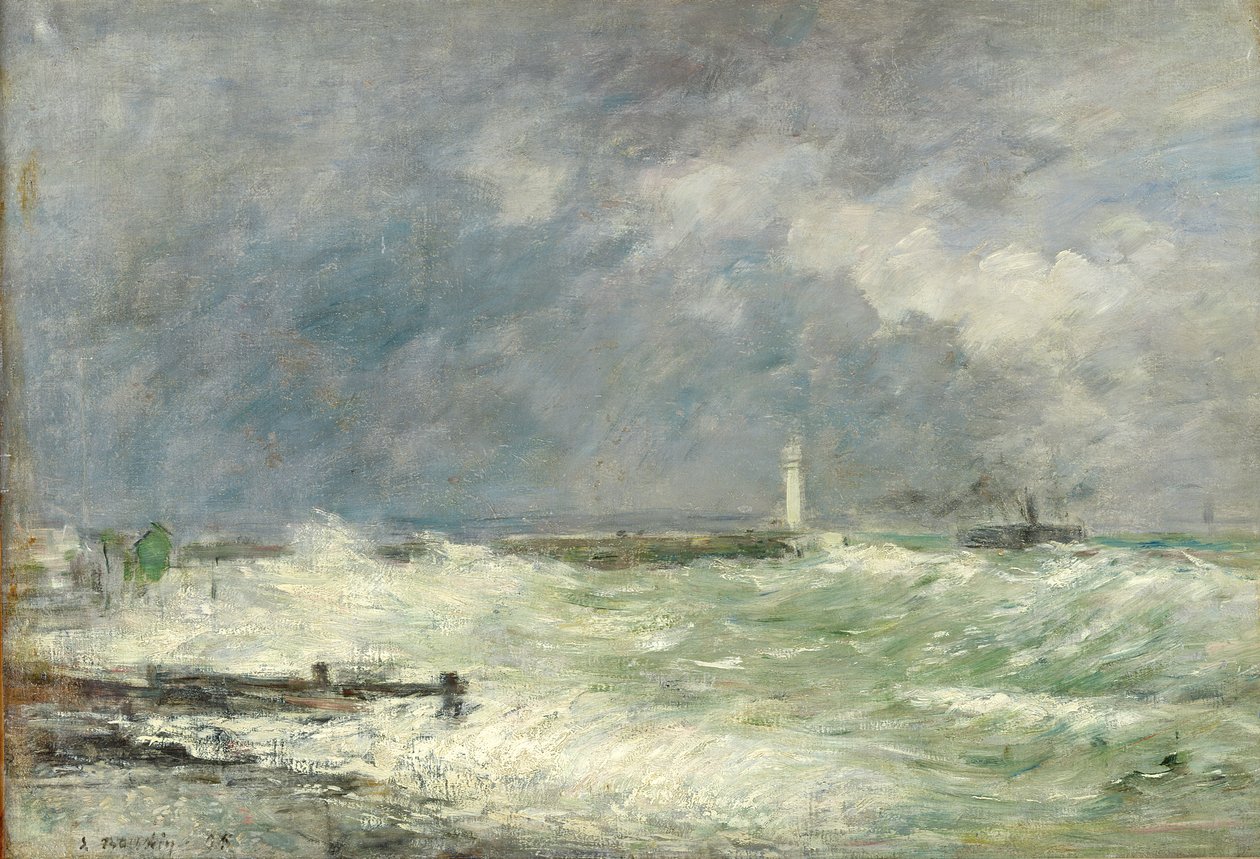 Indgang til havnen i Le Havre i stormfuldt vejr, 1895 af Eugene Louis Boudin