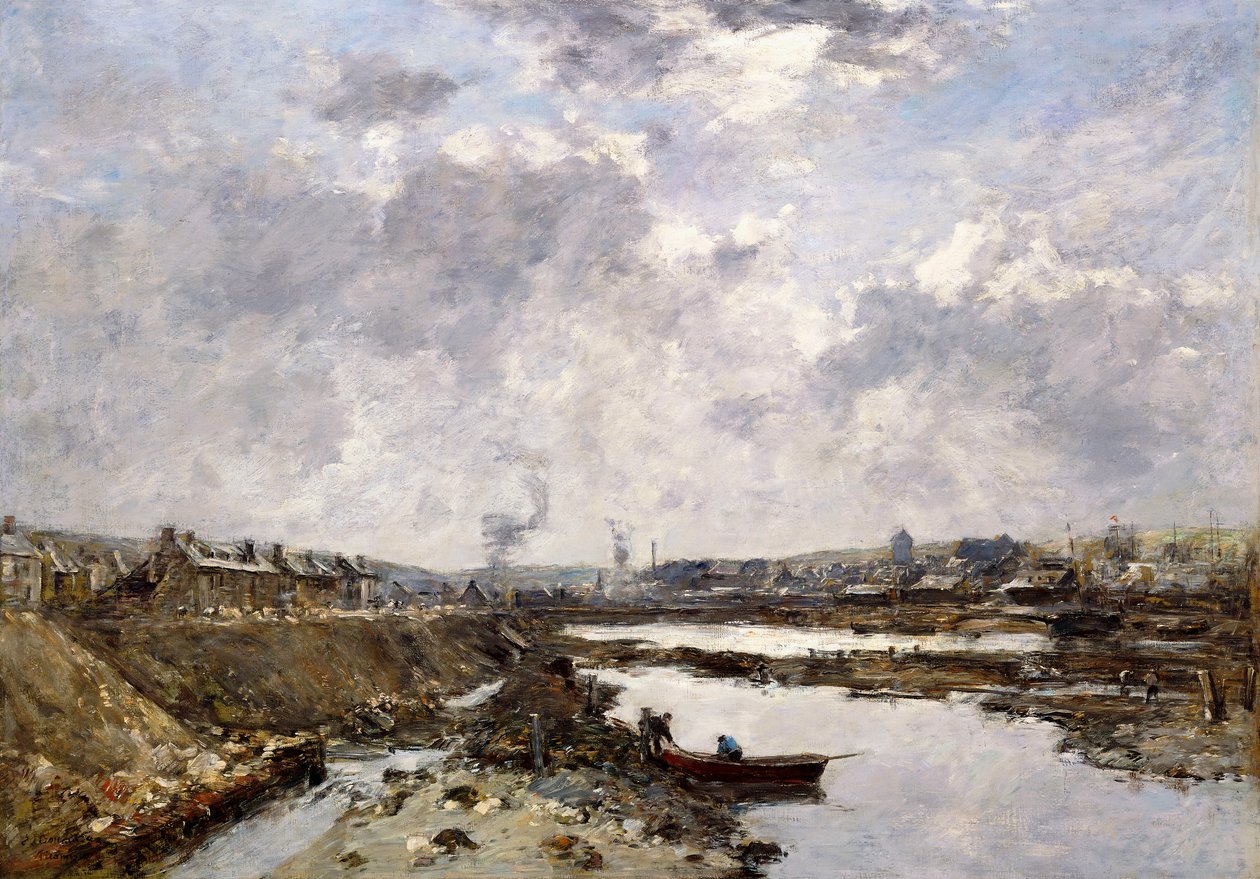 Fecamp, den indre havn under opførelse, 1883 af Eugene Louis Boudin