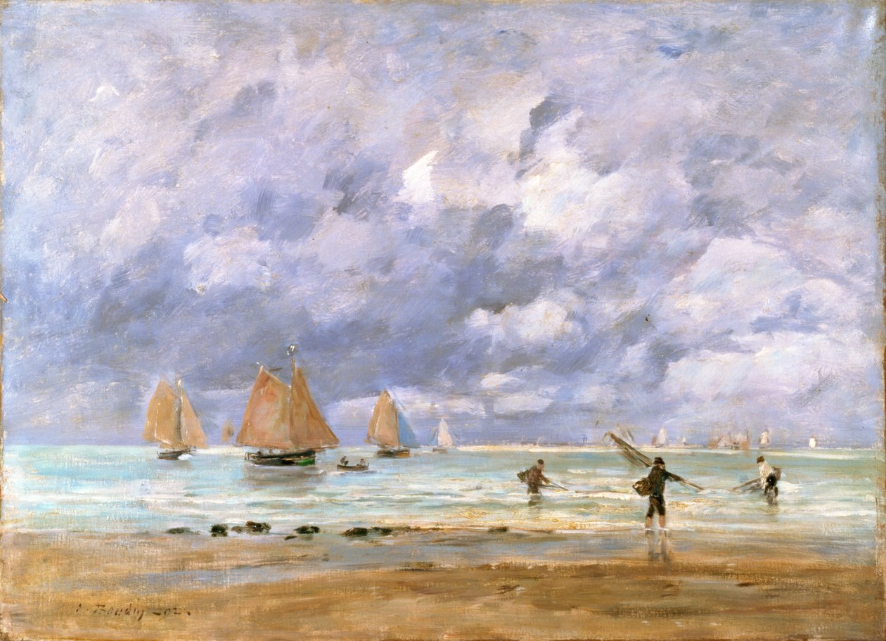 Fiskere og sejlbåde i Trouville, 1892 af Eugene Louis Boudin