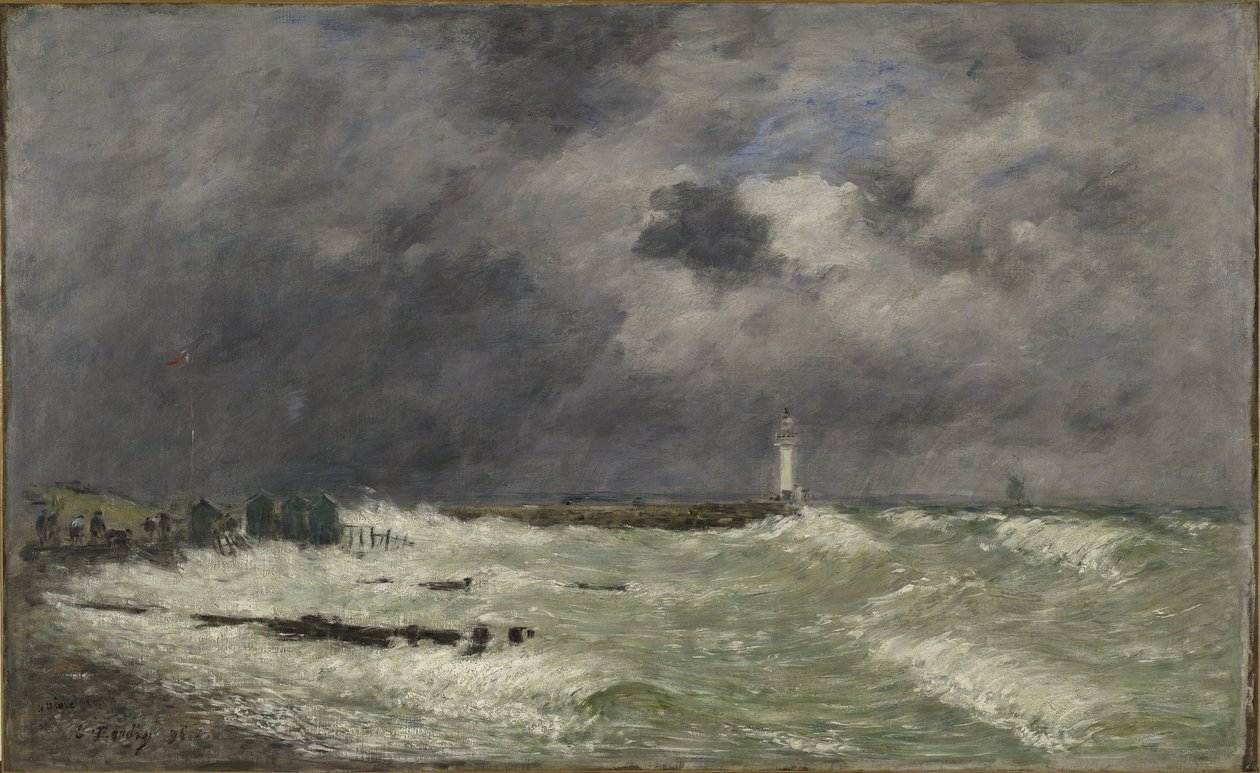 Vindstød af stormstyrke foran Frascati, Le Havre af Eugene Louis Boudin
