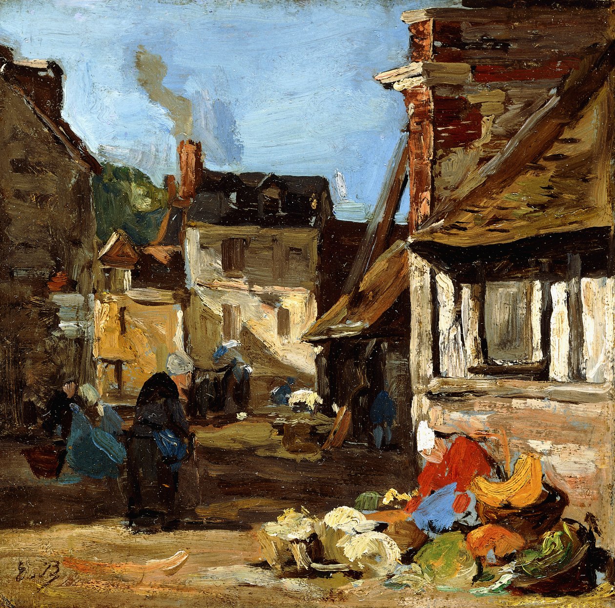 Honfleur, Saint-Catherine markedsplads, 1867-1870 af Eugene Louis Boudin