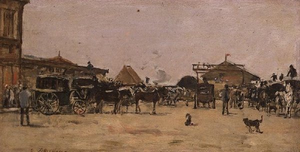 Place de la Gare i Deauville af Eugene Louis Boudin