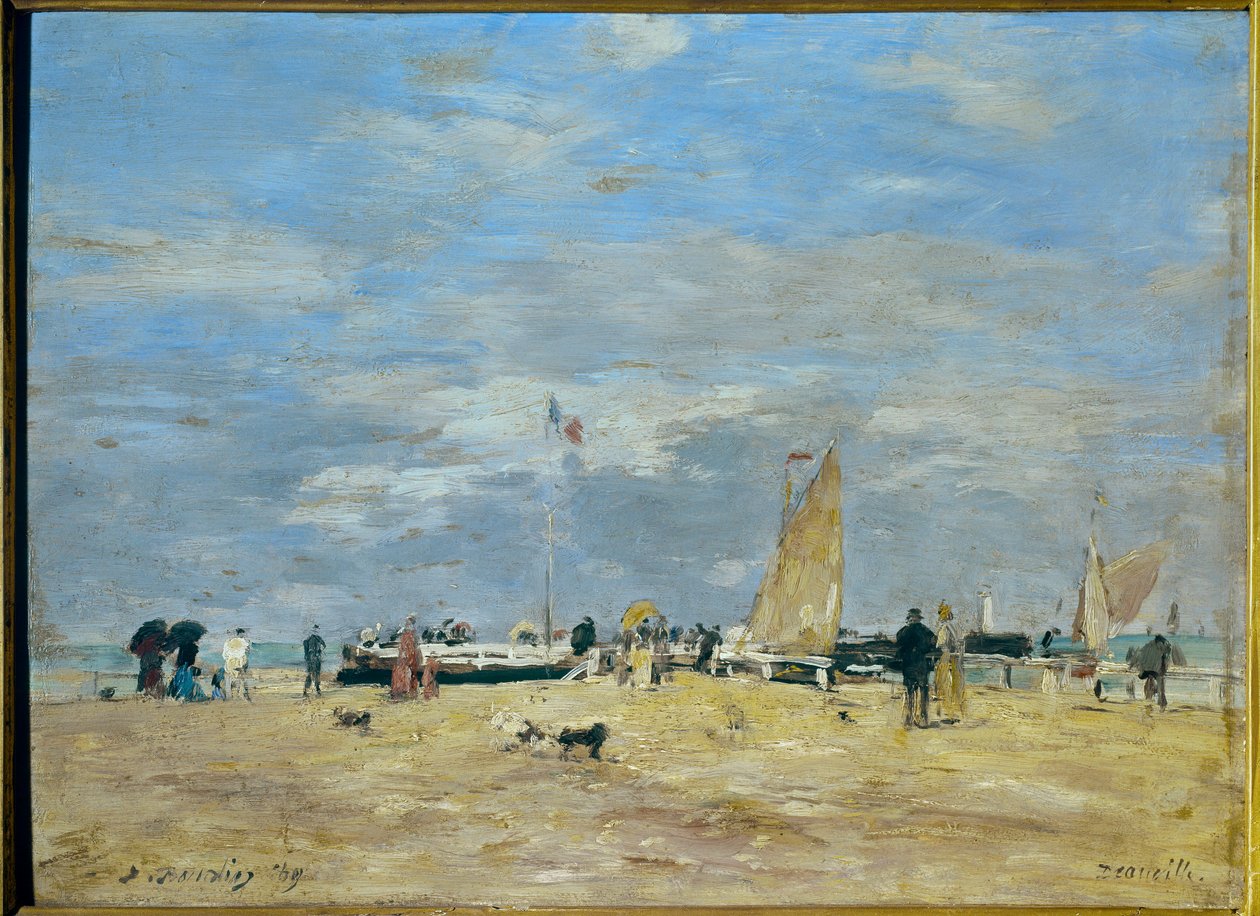 The jetty of Deauville”” - Maleri af Eugene Louis Boudin (1824-1898) 19. Højde: 0,235 m - Bredde: 0,325 m Paris, Musée d