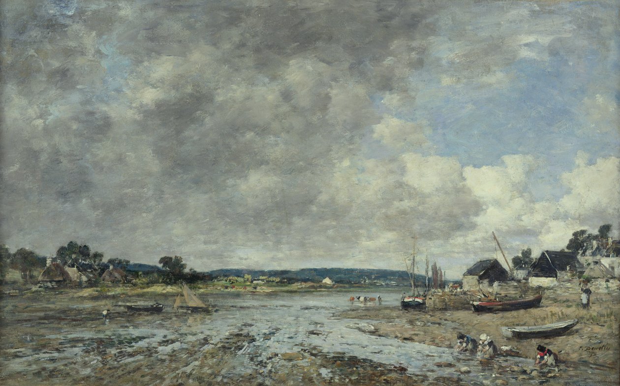 Landskab med vaskekoner, 1873 af Eugene Louis Boudin