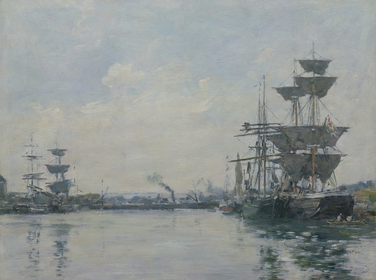 Le Havre, skibe i et bassin af Eugene Louis Boudin