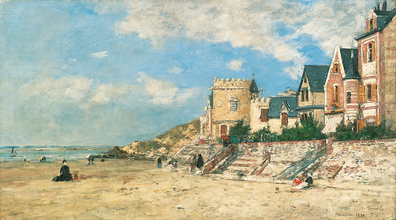 Malakoff-tårnet og kysten ved Trouville; Malakoff-tårnet og kysten ved Trouville, 1877 af Eugene Louis Boudin