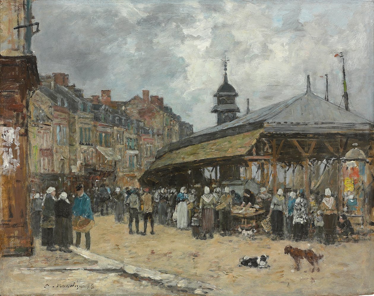 Marked i Trouville; marts i Trouville, 1878 af Eugene Louis Boudin