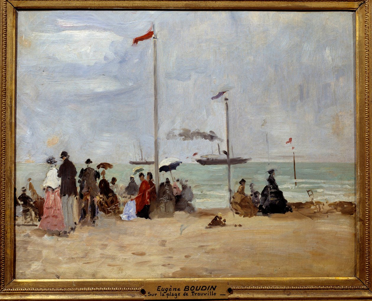 På Trouville strand. Maleri af Eugene Louis Boudin (1824-1898) af Eugene Louis Boudin