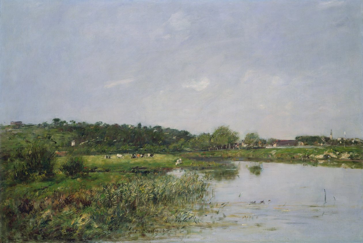Riverside ved La Touques, 1890 af Eugene Louis Boudin