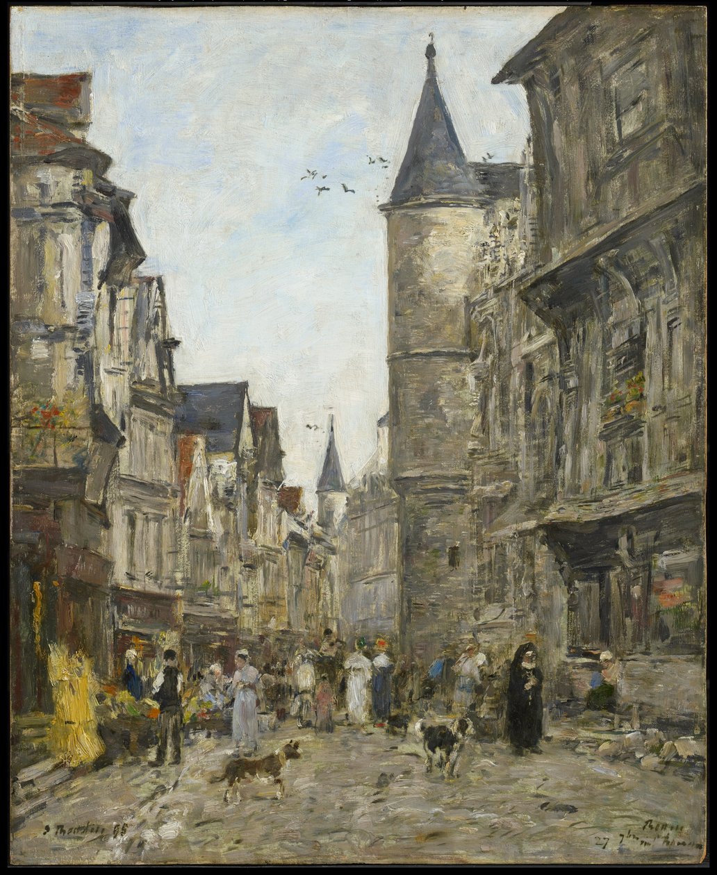 Rue Saint-Romain, Rouen af Eugene Louis Boudin