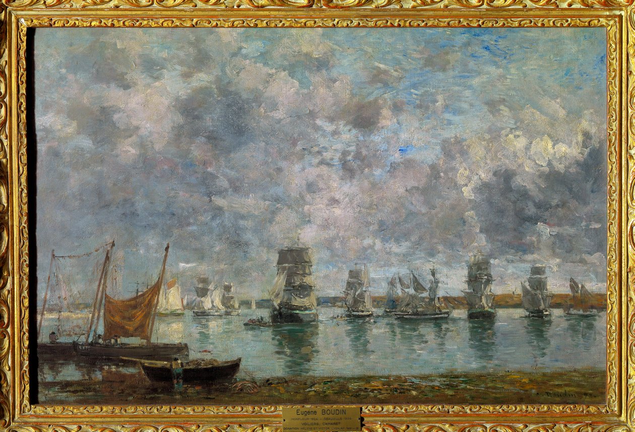 Sejlbåde, Camaret-både ved Camaret sur Mer (Camaret-sur-Mer, Finistere) Maleri af Eugene Louis Boudin (1824-1898) 1872 Dim 0,50 x 0,76 m Paris Louvre museum Obligatorisk omtale: Donation Helene og Victor Lyon af Eugene Louis Boudin