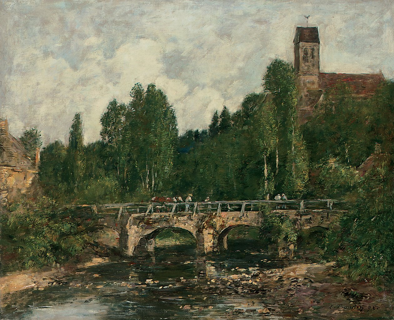 Saint-Cenery, Kirken og Broen, 1892 af Eugene Louis Boudin