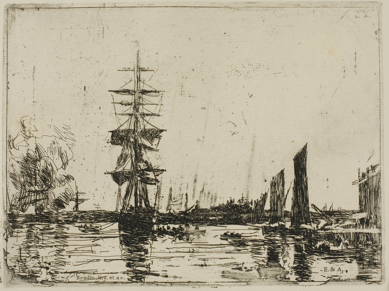 Havlandskab med både af Eugene Louis Boudin
