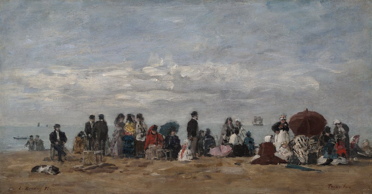 Stranden ved Trouville, 1871 af Eugene Louis Boudin