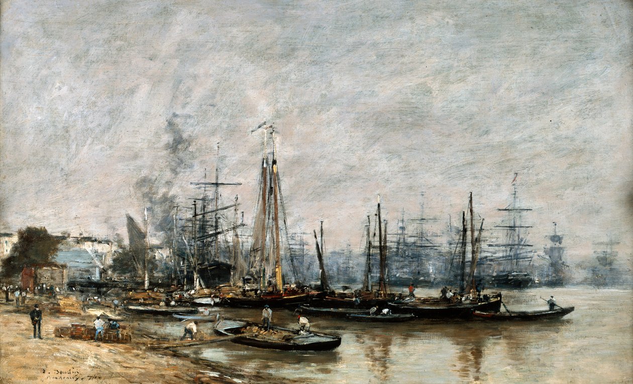 Havnen i Bordeaux, 1874 af Eugene Louis Boudin