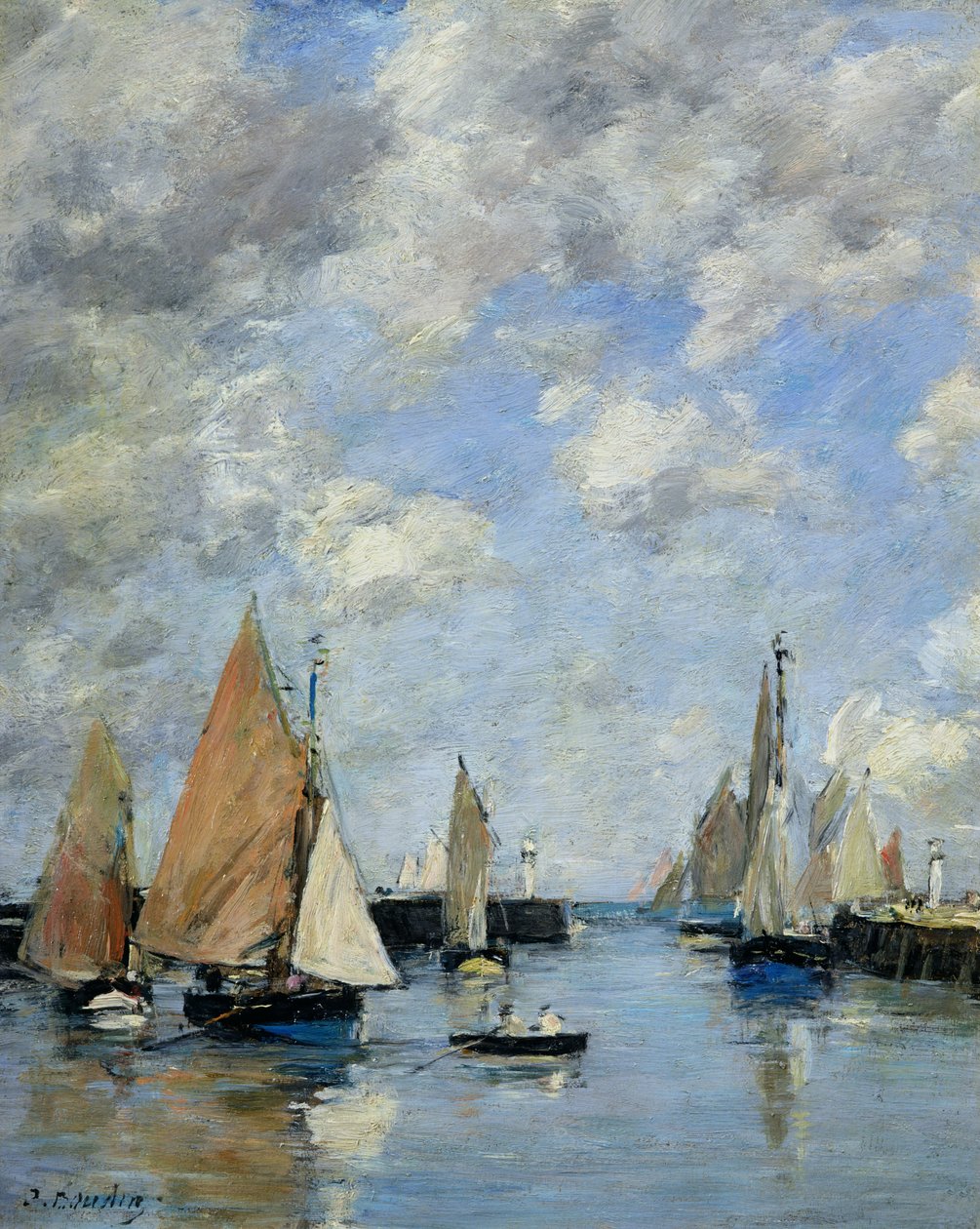 Anløbsbroen ved højvande, Trouville af Eugene Louis Boudin