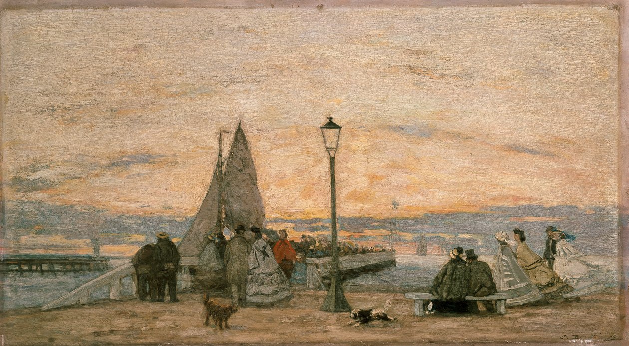 The Jetty at Trouville: Sunset, 1862 af Eugene Louis Boudin