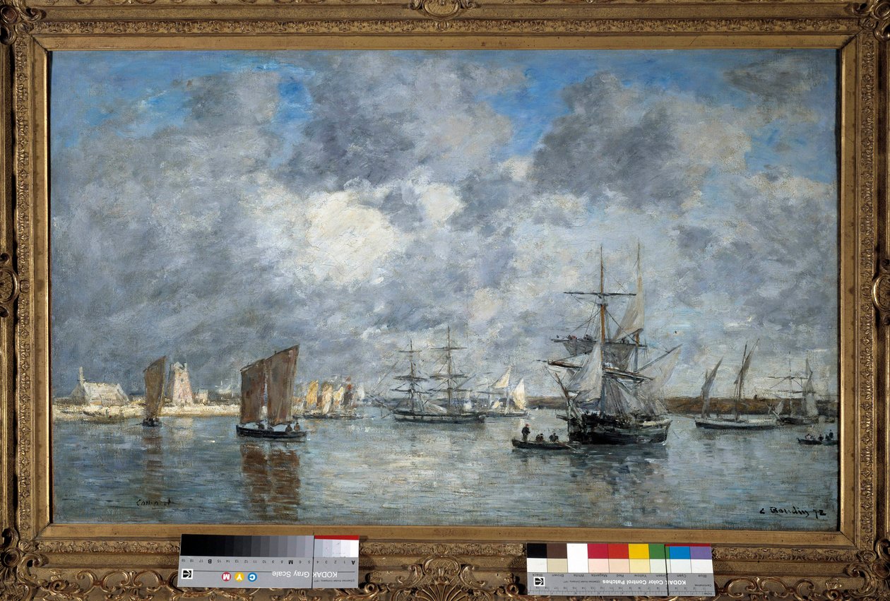 Port of Carnaret Maleri af Eugene Louis Boudin (1824-1898). 1872. Dim. 0,55 x 0,89 m. Paris, Musee d